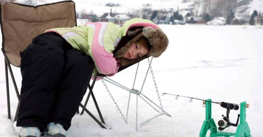 A comfortable chair to sit on while ice fishing