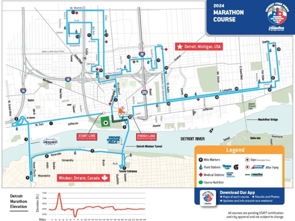 Detroit Free Press Marathon 2024 Course Map