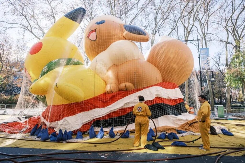 The process for inflating the balloons in the Macy's Thanksgiving Day Parade