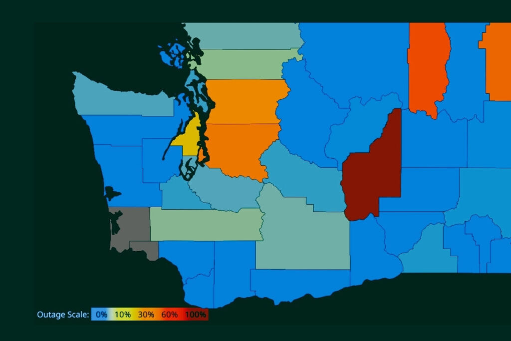 washington power outages map