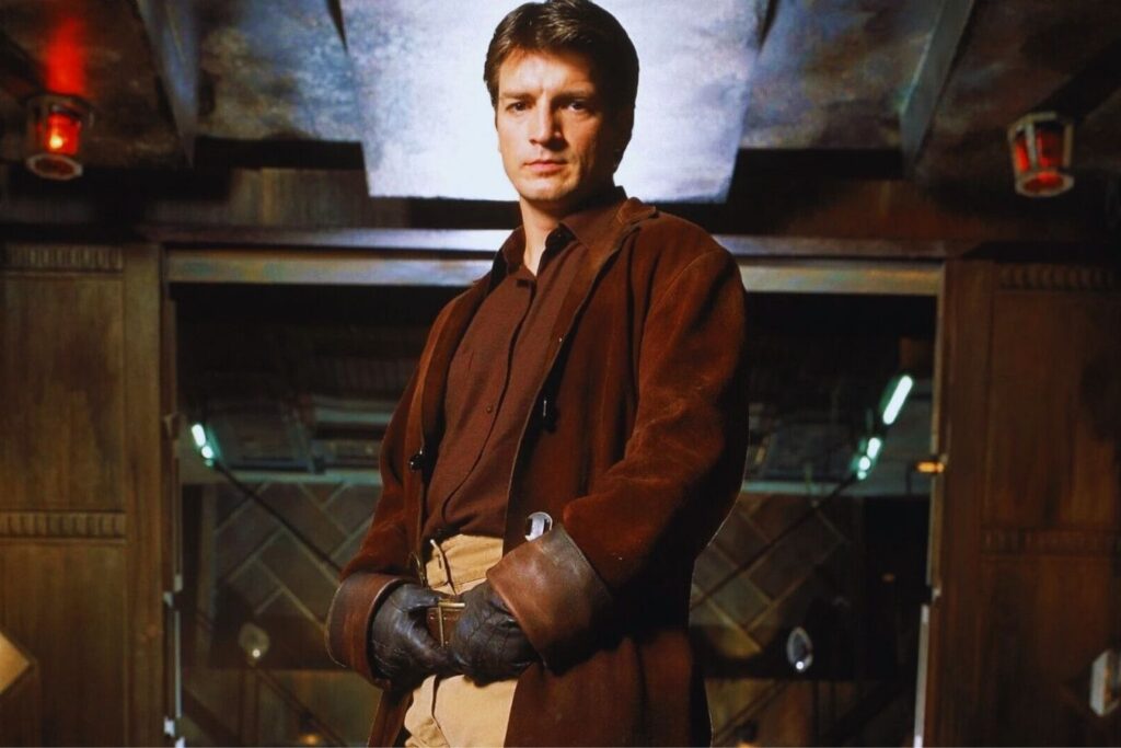 Nathan Fillion as Captain Malcolm Reynolds in Firefly