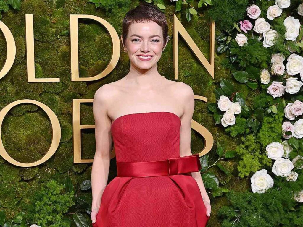 Emma Stone Stuns in Red Louis Vuitton and Chic Short Hairstyle