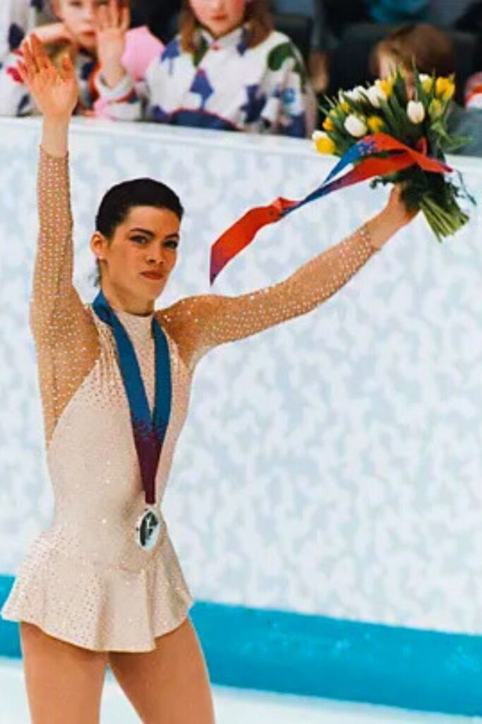 Nancy Kerrigan winning the bronze medal at the World Figure Skating Championships